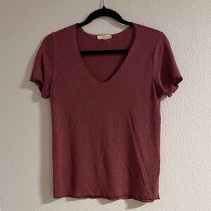 Wasabi + Mint Women's V-Neck Burnout Short Sleeve Tee- Mauve